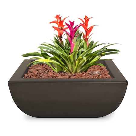 The Outdoor Plus 24 Square Avalon Planter Bowl - GFRC Concrete - Chocolate - OPT-AVLPO24-CHC